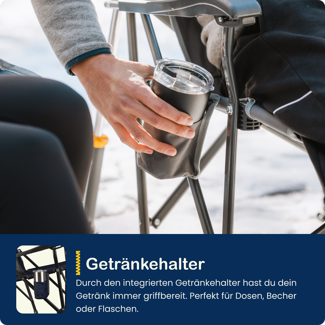 Der Getränkehalter im Einsatz